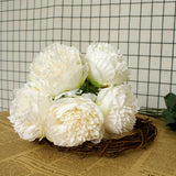1 x 5 Heads Artificial Flower Fake Peonies Silk Home Wedding Party Decor-White
