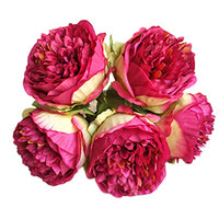 1 x 5 Heads Artificial Flower Fake Peonies Silk Home Wedding Party Decor-Wine Red