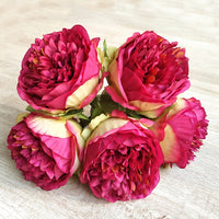 1 x 5 Heads Artificial Flower Fake Peonies Silk Home Wedding Party Decor-Wine Red