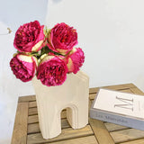 1 x 5 Heads Artificial Flower Fake Peonies Silk Home Wedding Party Decor-Wine Red