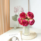 1 x 5 Heads Artificial Flower Fake Peonies Silk Home Wedding Party Decor-Wine Red