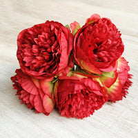 1 x 5 Heads Artificial Flower Fake Peonies Silk Home Wedding Party Decor-Red