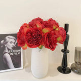 1 x 5 Heads Artificial Flower Fake Peonies Silk Home Wedding Party Decor-Red