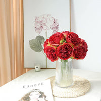 1 x 5 Heads Artificial Flower Fake Peonies Silk Home Wedding Party Decor-Red