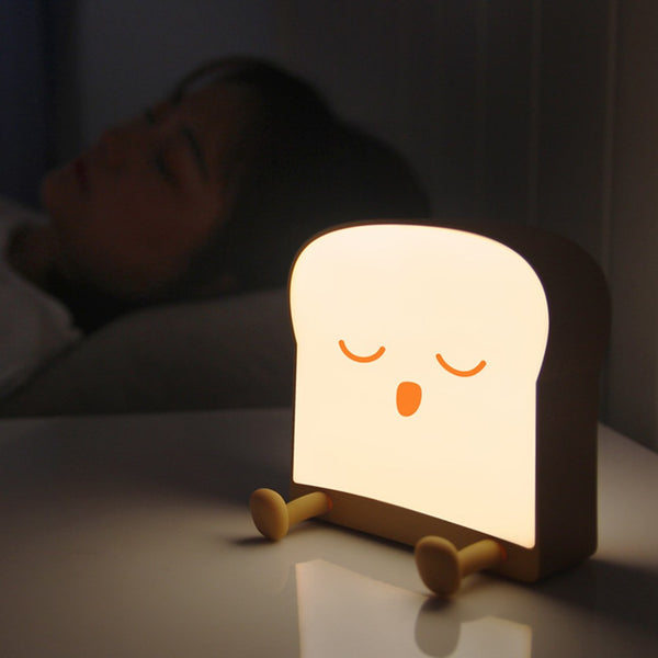 Rechargeable Night Light Toast Bread LED Night Lamp Portable Bedroom Bedside Bed Lamp-Style 2