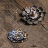 Set of 4Pcs Alloy Lotus Incense Burner Incense Stick Holder Burner Plate Lotus Censer Spiritual Meditation Decor