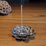 Set of 4Pcs Alloy Lotus Incense Burner Incense Stick Holder Burner Plate Lotus Censer Spiritual Meditation Decor