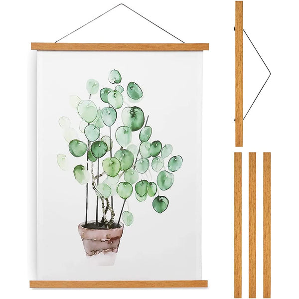 Magnetic Teak Wood Poster Frame Painting Scroll Photo Picture Hanger