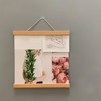 Magnetic Teak Wood Poster Frame Painting Scroll Photo Picture Hanger