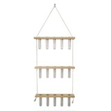 3 Tiered Wall Hanging Propagation Station Plant Hanger Flower Vases Wall Decor for Home Office-Wood Color