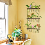 3 Tiered Wall Hanging Propagation Station Plant Hanger Flower Vases Wall Decor for Home Office-Coffee