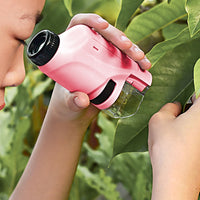 Portable Pocket Microscope Science Toys Educational Microscope Kit for Kids-Pink