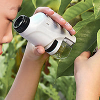 Portable Pocket Microscope Science Toys Educational Microscope Kit for Kids-White