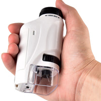 Portable Pocket Microscope Science Toys Educational Microscope Kit for Kids-White