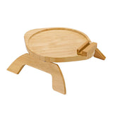 Round Bamboo Foldable Clip-on Sofa Armrest Tray with Phone Holder