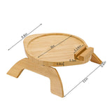 Round Bamboo Foldable Clip-on Sofa Armrest Tray with Phone Holder