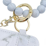 Wristlet Keychain Bracelet WalletKey Ring Silicone Bead Bangle White