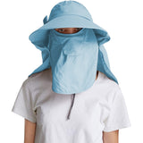 Women's Sun Cap Fishing Hats Detachable Face Mask Neck Flap Visor Wide Brim Sun Protection Hiking Hats Blue