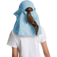 Women's Sun Cap Fishing Hats Detachable Face Mask Neck Flap Visor Wide Brim Sun Protection Hiking Hats Blue
