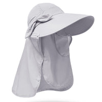Women's Sun Cap Fishing Hats Detachable Face Mask Neck Flap Visor Wide Brim Sun Protection Hiking Hats Grey