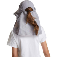 Women's Sun Cap Fishing Hats Detachable Face Mask Neck Flap Visor Wide Brim Sun Protection Hiking Hats Grey