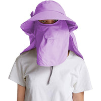 Women's Sun Cap Fishing Hats Detachable Face Mask Neck Flap Visor Wide Brim Sun Protection Hiking Hats Purple