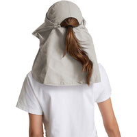 Women's Sun Cap Fishing Hats Detachable Face Mask Neck Flap Visor Wide Brim Sun Protection Hiking Hats Khaki