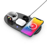 4-in-1 Qi Wireless Charging Station Fast Charger Charging Dock Stand for Apple Samsung-Black