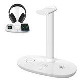 4-in-1 Qi Wireless Charging Station Fast Charger Charging Dock Stand for Apple Samsung-White