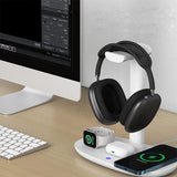 4-in-1 Qi Wireless Charging Station Fast Charger Charging Dock Stand for Apple Samsung-White