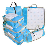 6 Pcs Set Packing Travel Storage Bags Clothes Packing Pouch Packing Organizers Blue