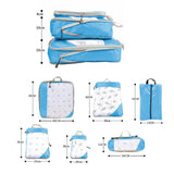 6 Pcs Set Packing Travel Storage Bags Clothes Packing Pouch Packing Organizers Blue