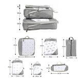 6 Pcs Set Packing Travel Storage Bags Clothes Packing Pouch Packing Organizers Grey