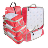 6 Pcs Set Packing Travel Storage Bags Clothes Packing Pouch Packing Organizers Red