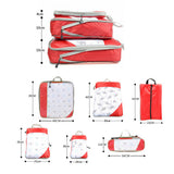 6 Pcs Set Packing Travel Storage Bags Clothes Packing Pouch Packing Organizers Red