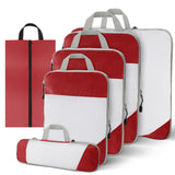 6 Pcs Set Packing Travel Storage Bags Clothes Packing Pouch Packing Organizers Red