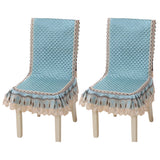 2Pcs Siamese Chair Cover Non-Slip Thickened Stretch Slipcover Seat Covers Lake Blue