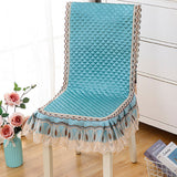 2Pcs Siamese Chair Cover Non-Slip Thickened Stretch Slipcover Seat Covers Lake Blue