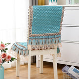 2Pcs Siamese Chair Cover Non-Slip Thickened Stretch Slipcover Seat Covers Lake Blue