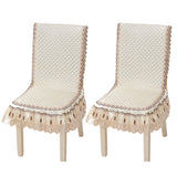2Pcs Siamese Chair Cover Non-Slip Thickened Stretch Slipcover Seat Covers Beige