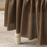 2Pcs Soft Seersucker Fabric Removable Chair Covers with Lace Skirt Coffee