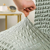 2Pcs Soft Seersucker Fabric Removable Chair Covers with Lace Skirt Green