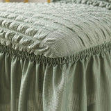 2Pcs Soft Seersucker Fabric Removable Chair Covers with Lace Skirt Green