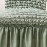 2Pcs Soft Seersucker Fabric Removable Chair Covers with Lace Skirt Green