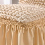 2Pcs Soft Seersucker Fabric Removable Chair Covers with Lace Skirt Yellow