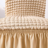 2Pcs Soft Seersucker Fabric Removable Chair Covers with Lace Skirt Yellow