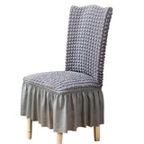 2Pcs Soft Seersucker Fabric Removable Chair Covers with Lace Skirt Grey