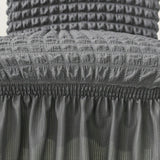 2Pcs Soft Seersucker Fabric Removable Chair Covers with Lace Skirt Grey