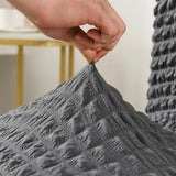 2Pcs Soft Seersucker Fabric Removable Chair Covers with Lace Skirt Grey