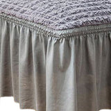 2Pcs Soft Seersucker Fabric Removable Chair Covers with Lace Skirt Grey